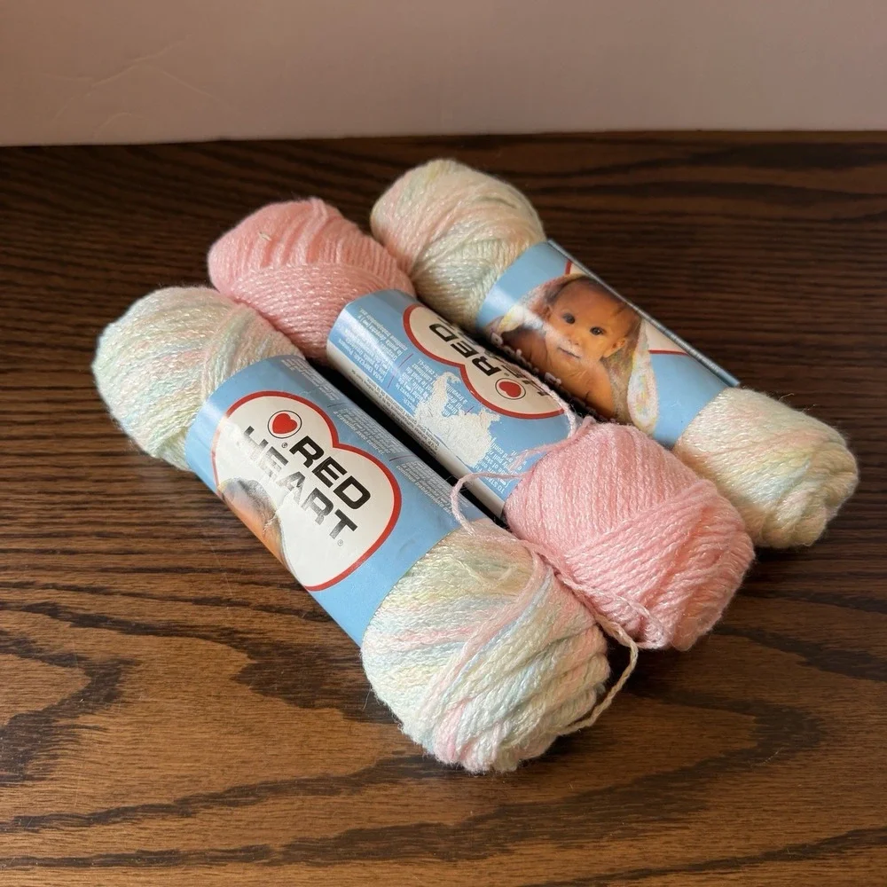 Lot Of 8 Baby Print Yarn Skeins Discontinued Colors Pastel